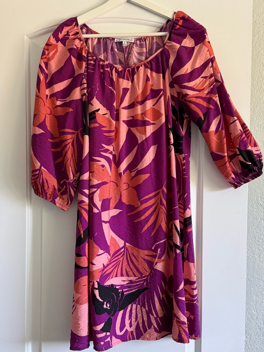 Sara Michelle Purple & Coral Floral Midi Dress